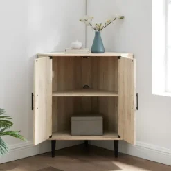 Kirkland's Home Birch Wood Finish Corner Cabinet- Cabinets & Sideboards