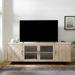 Kirkland's Home Birch Wood Herringbone 4-Door Tv Stand- Tv Stands & Media Consoles