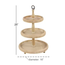 Kirkland's Home Birch Wood 3-Tiered Tray- Decorative Trays