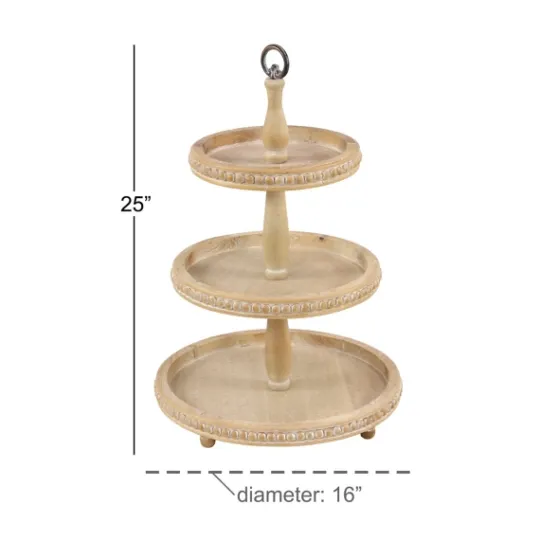 Kirkland's Home Birch Wood 3-Tiered Tray- Decorative Trays