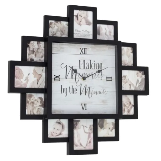 Kirkland's Home Black 12 Photo Frame Collage Clock- Clocks