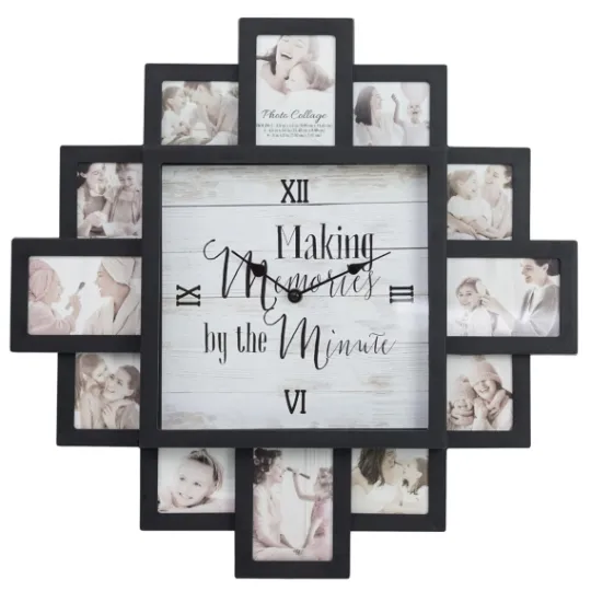 Kirkland's Home Black 12 Photo Frame Collage Clock- Clocks
