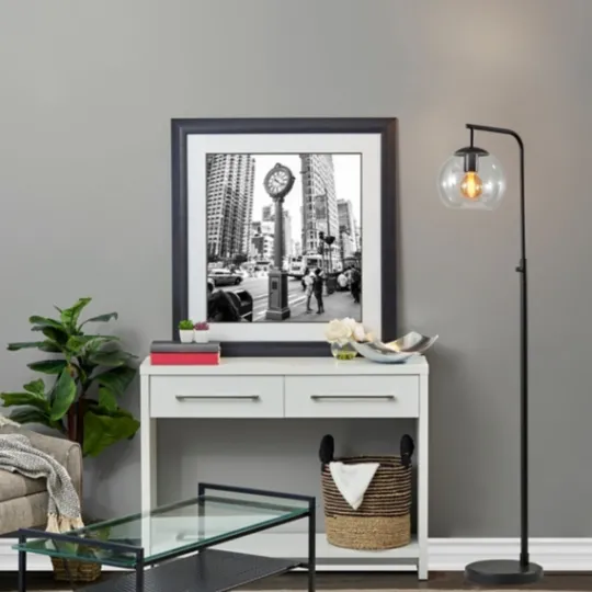 Kirkland's Home Black And Glass Globe Shade Floor Lamp- Floor Lamps