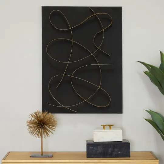 Kirkland's Home Black And Gold Abstract Wall Plaque- Wall Plaques