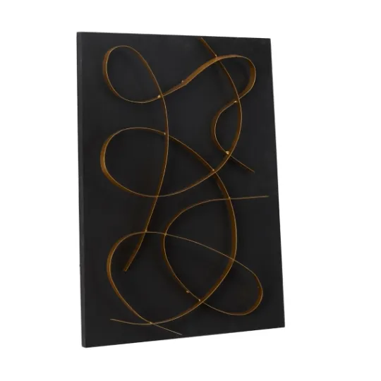 Kirkland's Home Black And Gold Abstract Wall Plaque- Wall Plaques
