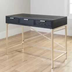 Kirkland's Home Black And Gold Blake Desk- Office Furniture
