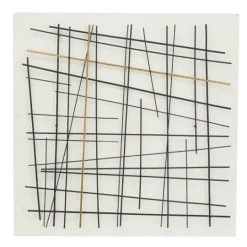 Kirkland's Home Black And Gold Iron Abstract Lines Plaque- Wall Plaques