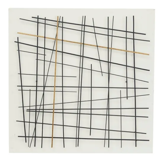Kirkland's Home Black And Gold Iron Abstract Lines Plaque- Wall Plaques