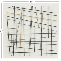 Kirkland's Home Black And Gold Iron Abstract Lines Plaque- Wall Plaques