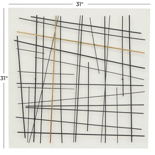 Kirkland's Home Black And Gold Iron Abstract Lines Plaque- Wall Plaques