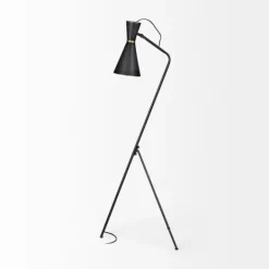 Kirkland's Home Black And Gold Lined Metal Tripod Floor Lamp- Floor Lamps