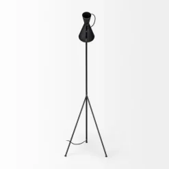 Kirkland's Home Black And Gold Lined Metal Tripod Floor Lamp- Floor Lamps