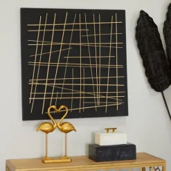 Kirkland's Home Black And Gold Metal Grid Wall Plaque- Wall Plaques