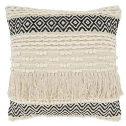 Kirkland's Home Black And Ivory Moroccan Textured Pillow- Pillows