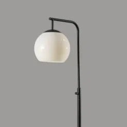 Kirkland's Home Black And Milky White Globe Shade Floor Lamp- Floor Lamps
