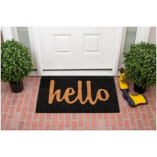 Kirkland's Home Black And Natural Coir Hello Doormat, 36X24 In.- Doormats