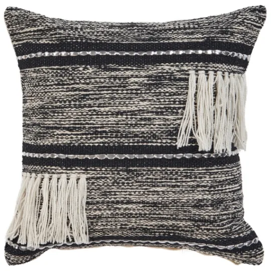 Kirkland's Home Black And Natural Mingled Texture Pillow- Pillows