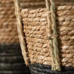 Kirkland's Home Black And Natural Rattan Woven Baskets, Set Of 2- Baskets & Boxes