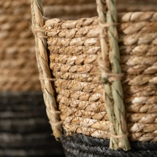 Kirkland's Home Black And Natural Rattan Woven Baskets, Set Of 2- Baskets & Boxes