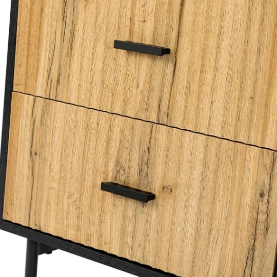 Kirkland's Home Black And Natural Wood 2-Drawer Nightstand- Nightstands