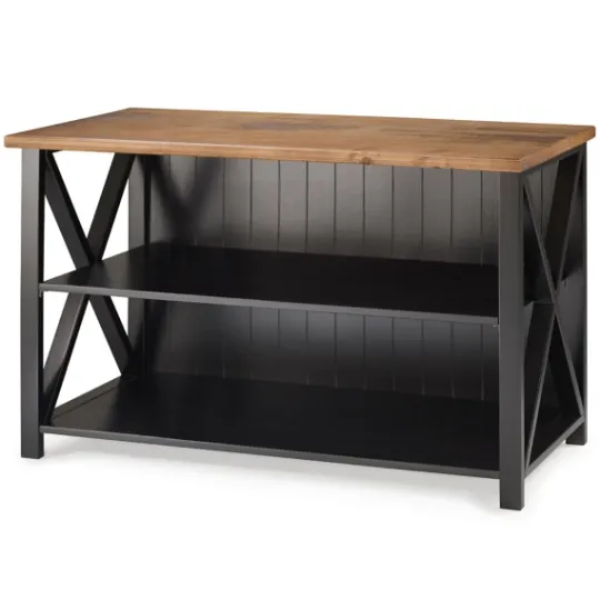 Kirkland's Home Black And Rustic Oak Wood Farmhouse Console Table- Console Tables