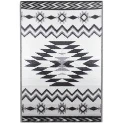 Kirkland's Home Black And White Aztec Outdoor Area Rug, 4X6- Outdoor Rugs