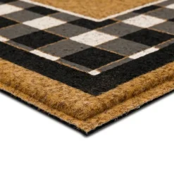 Kirkland's Home Black And White Buffalo Check Welcome Doormat- Doormats