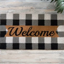 Kirkland's Home Black And White Buffalo Check Welcome Mat- Doormats
