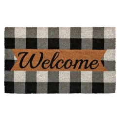 Kirkland's Home Black And White Buffalo Check Welcome Mat- Doormats