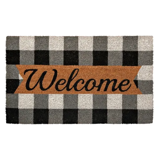 Kirkland's Home Black And White Buffalo Check Welcome Mat- Doormats