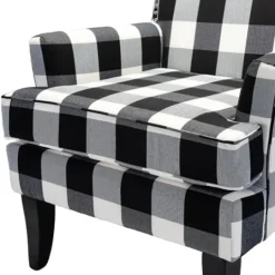Kirkland's Home Black And White Buffalo Check Armchair- Accent Chairs