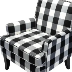Kirkland's Home Black And White Buffalo Check Armchair- Accent Chairs