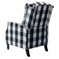 Kirkland's Home Black And White Buffalo Check Wingback Recliner- Accent Chairs