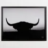 Kirkland's Home Black And White Bull Silhouette Framed Art Print- Framed Art