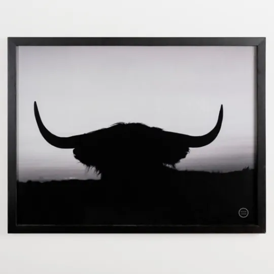 Kirkland's Home Black And White Bull Silhouette Framed Art Print- Framed Art