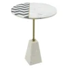 Kirkland's Home Black And White Chevron Marble Accent Table- Accent & End Tables