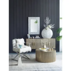 Kirkland's Home Black And White Chevron Marble Accent Table- Accent & End Tables