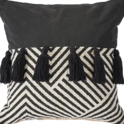 Kirkland's Home Black And White Chevron Pillow With Tassels- Pillows