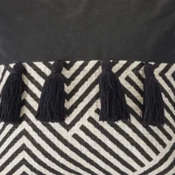 Kirkland's Home Black And White Chevron Pillow With Tassels- Pillows