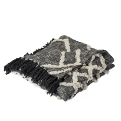 Kirkland's Home Black And White Cotton Geometric Tufted Throw- Blankets & Throws