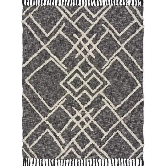 Kirkland's Home Black And White Cotton Geometric Tufted Throw- Blankets & Throws