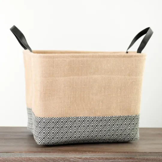 Kirkland's Home Black And White Diamond Jute Storage Bin- Baskets & Boxes