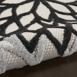 Kirkland's Home Black And White Floral Outdoor Area Rug, 5X7- Outdoor Rugs