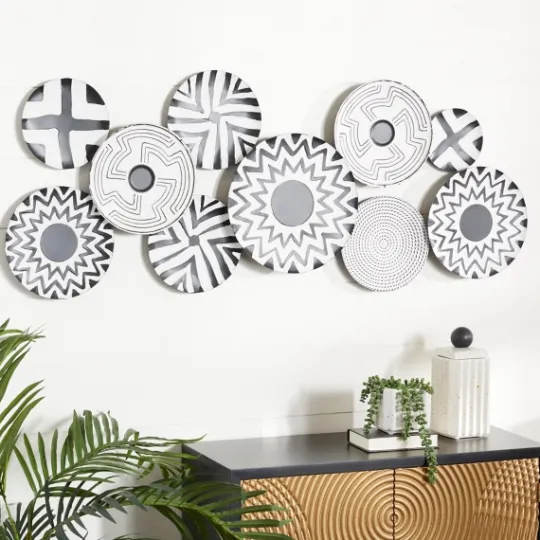Kirkland's Home Black And White Layered Plates Wall Sculpture- Wall Plaques