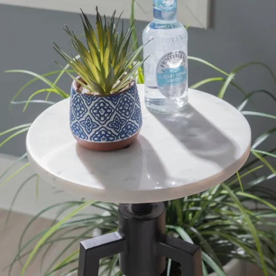 Kirkland's Home Black And White Marble Adjustable Drink Table- Accent & End Tables