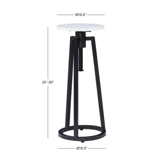 Kirkland's Home Black And White Marble Adjustable Drink Table- Accent & End Tables