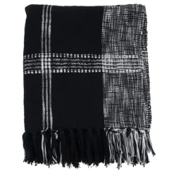 Kirkland's Home Black And White Plaid Fringed Throw- Blankets & Throws