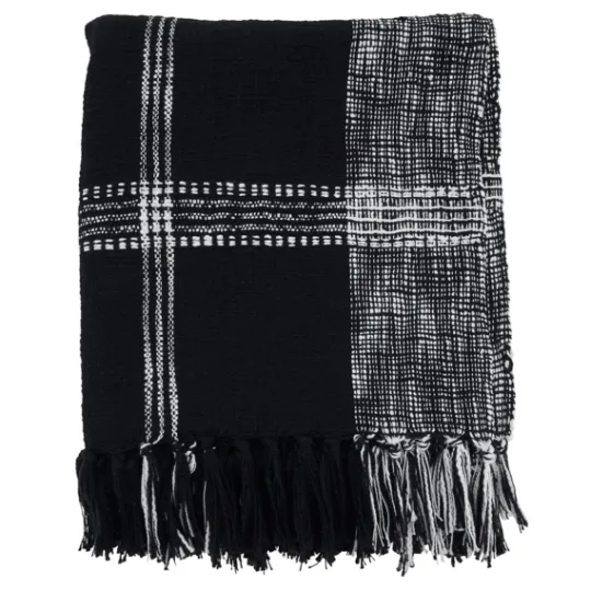 Kirkland's Home Black And White Plaid Fringed Throw- Blankets & Throws