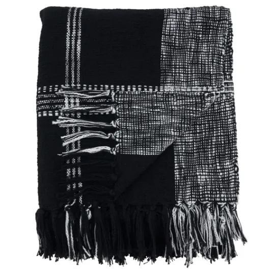 Kirkland's Home Black And White Plaid Fringed Throw- Blankets & Throws
