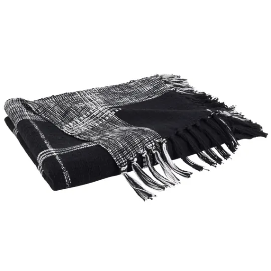 Kirkland's Home Black And White Plaid Fringed Throw- Blankets & Throws
